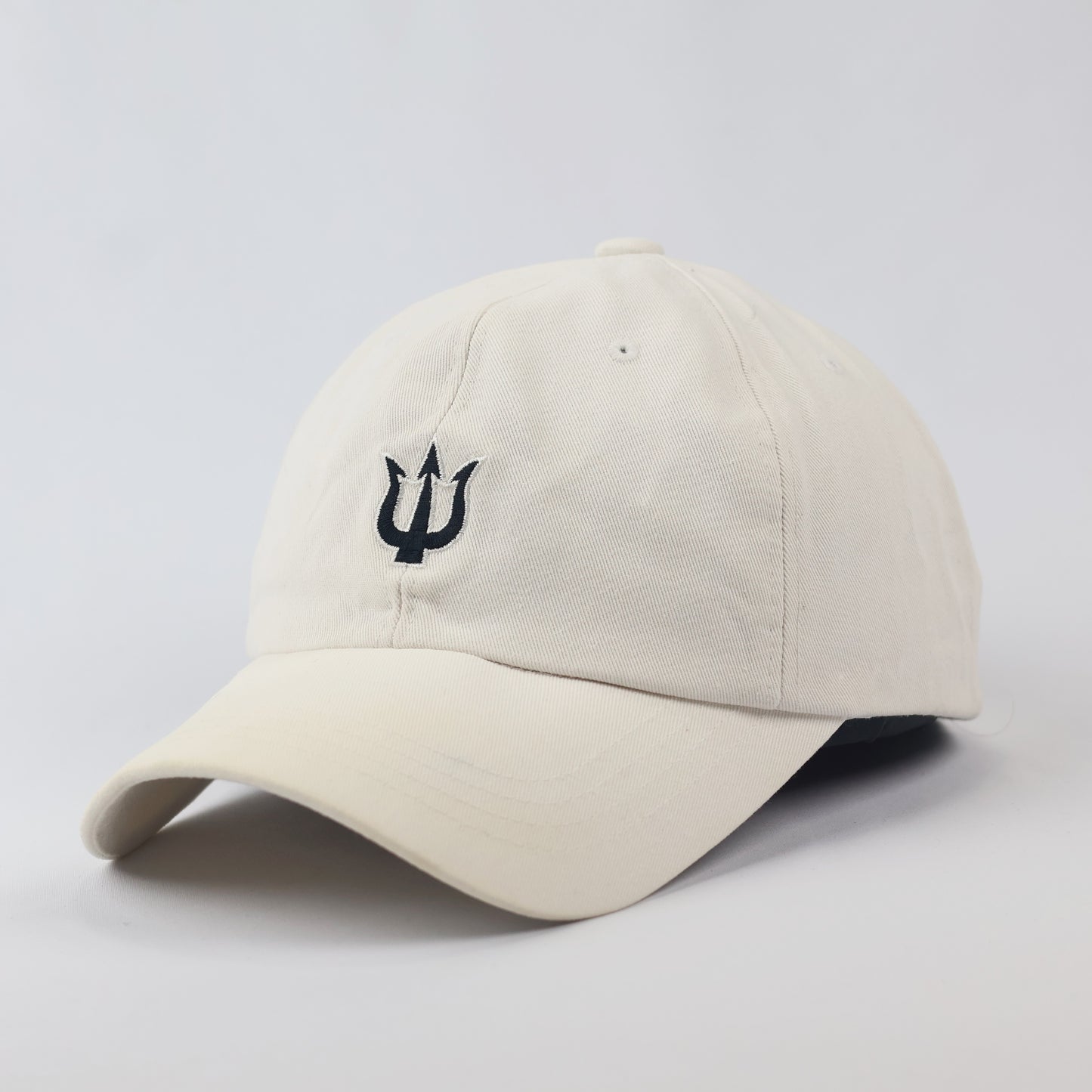 Spirit Brand Trident Logo Baseball Thrifted Cap - Classic Cream Cotton Dad Hat