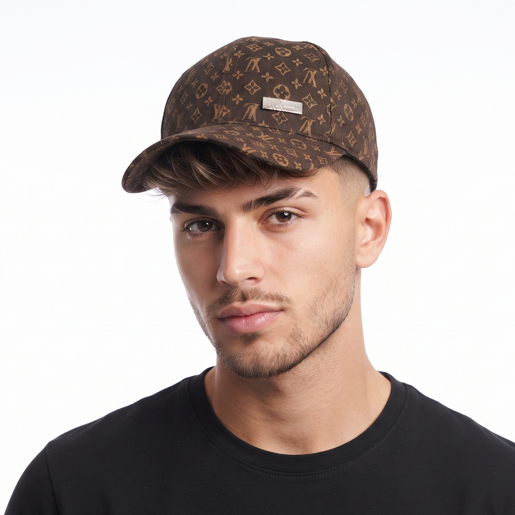Thrifted Louis Vuitton Style Monogram Brown Cap | Vintage Metal Plate Dad Hat