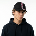 Thrifted Black Cotton Cap with Pink Love Stripe Visor | 11037