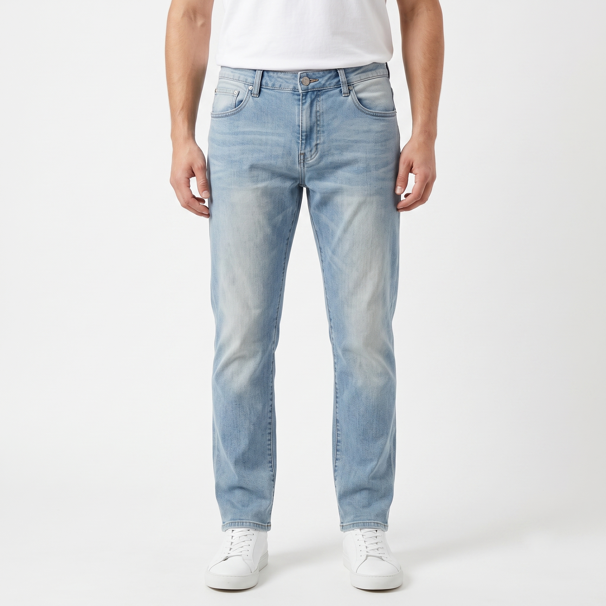 Thrifted Men's Diva Jean Comfort Fit Light Blue Denim Waist: 32/ J1077
