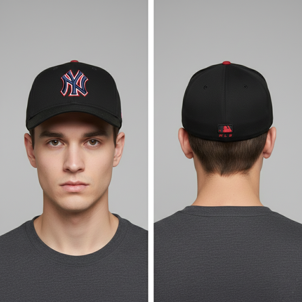 Official MLB New York Yankees Thrifted Fitted Baseball Cap – Navy & Red Two-Tone