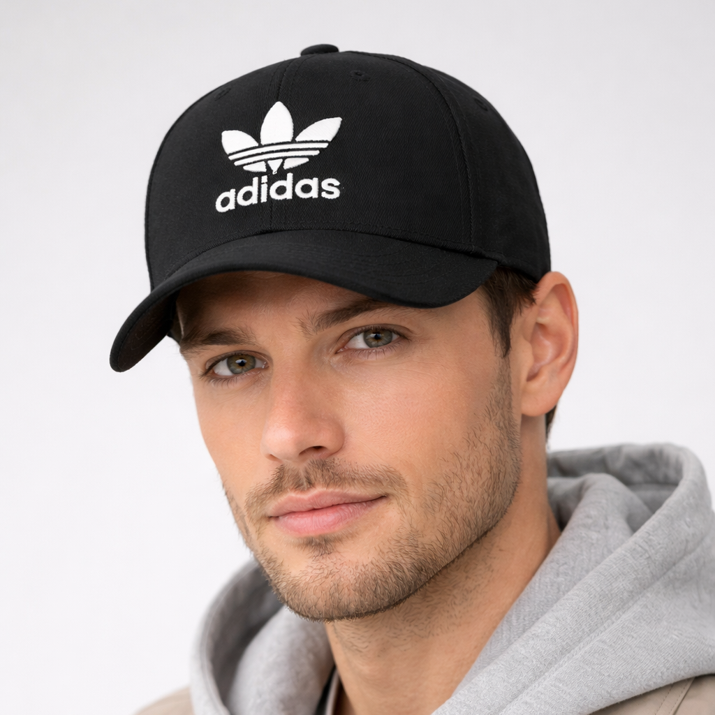 Adidas Originals Embroidered Logo Curved Brim Thrifted Cap – Black