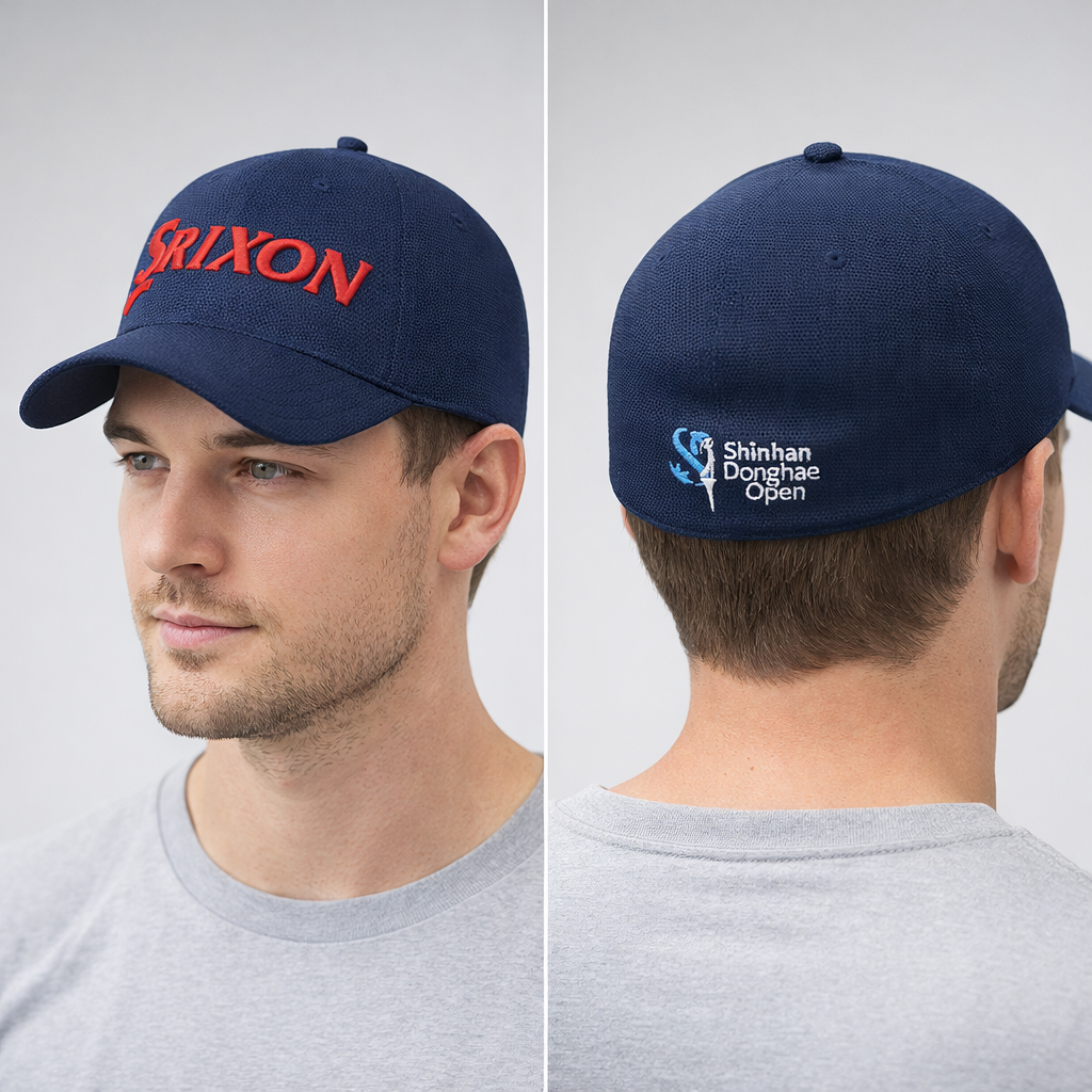 Srixon Golf "One Touch" Performance Thrifted Cap - Navy Blue & Red