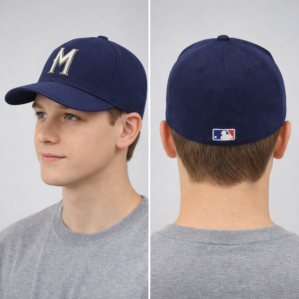 Official MLB Genuine Merchandise "M" Logo Thrifted Cap – Navy Blue Baseball Hat