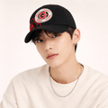 Robin Ruth Greece Souvenir Thrifted Baseball Cap - Black & Red Embroidery