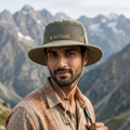 Nostalgia Sport Outdoor Life Safari Thrifted Hat - Olive Drab Fisherman Cap
