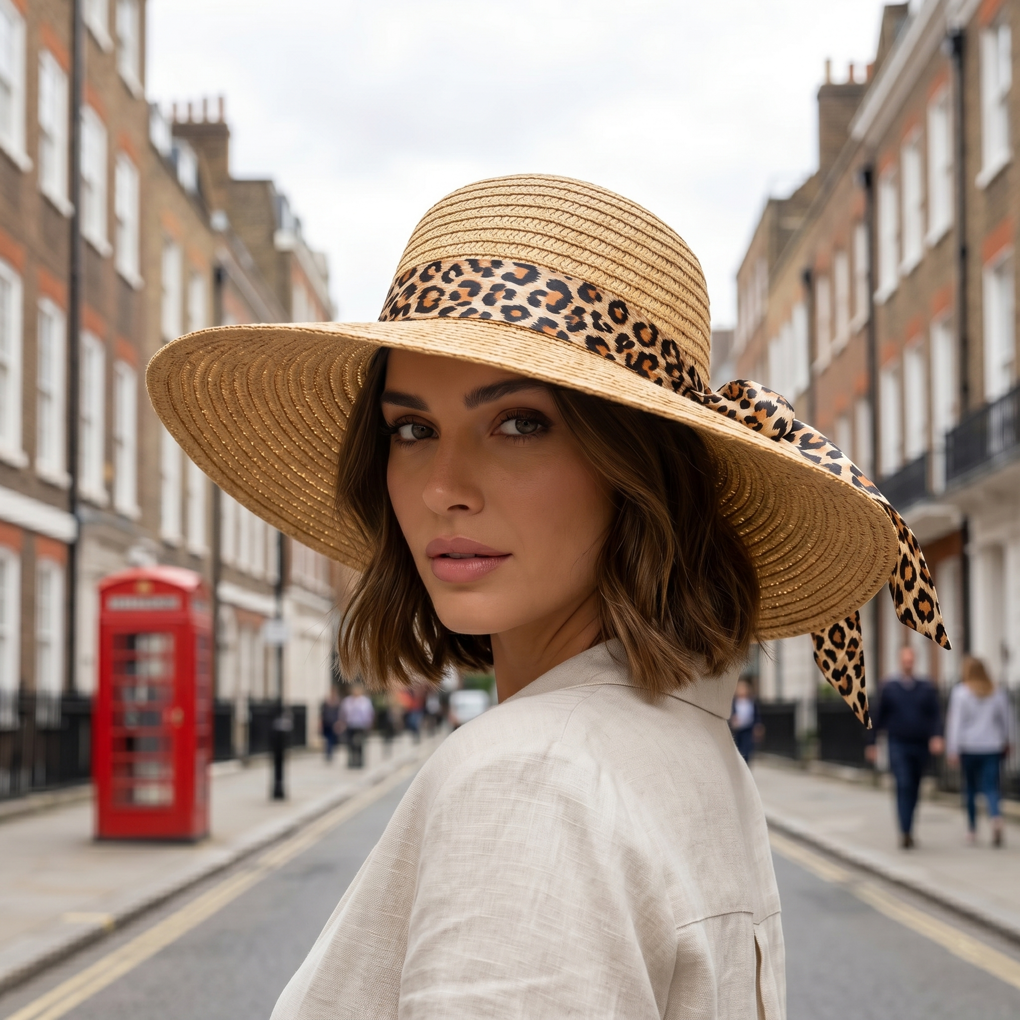 Leopard Print Accent Straw Sun Hat – Classic Bohemian Summer Style