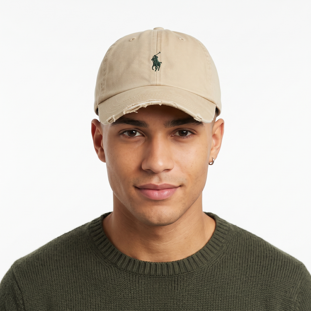 Classic Ralph Lauren Polo Baseball Cap - Khaki & Green Two-Tone Sport Hat