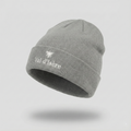 Atlantis Val d'Isère Grey Knit Thrifted Beanie - Embroidered Ski Resort Winter Hat