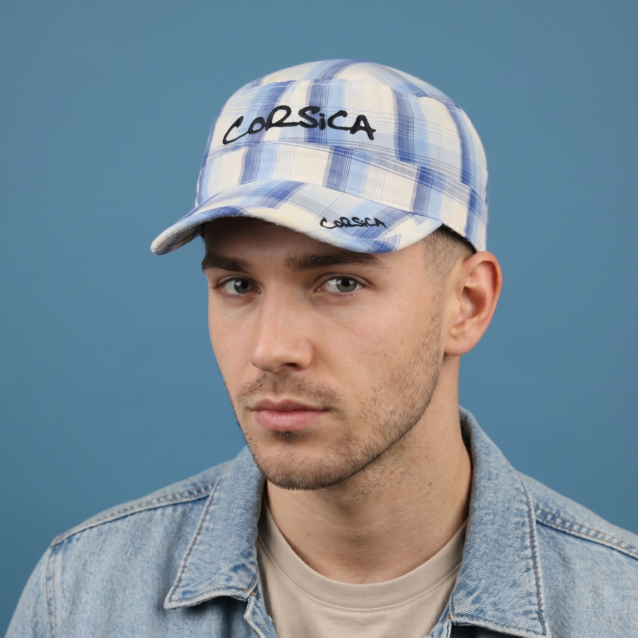 Thrifted Corsica Plaid Tartan Military Style Hat
