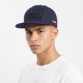 Thrifted Premier Navy Blue "Angry" Slogan Snapback Hat - Size 57-59cm