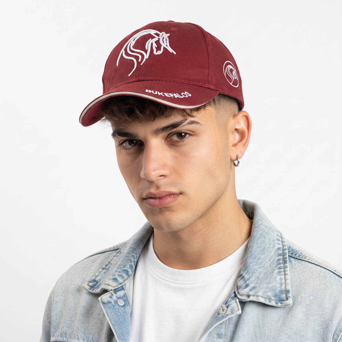 Thrifted Bukefalos Horse Embroidered Burgundy Cap (56-58cm) | 10495