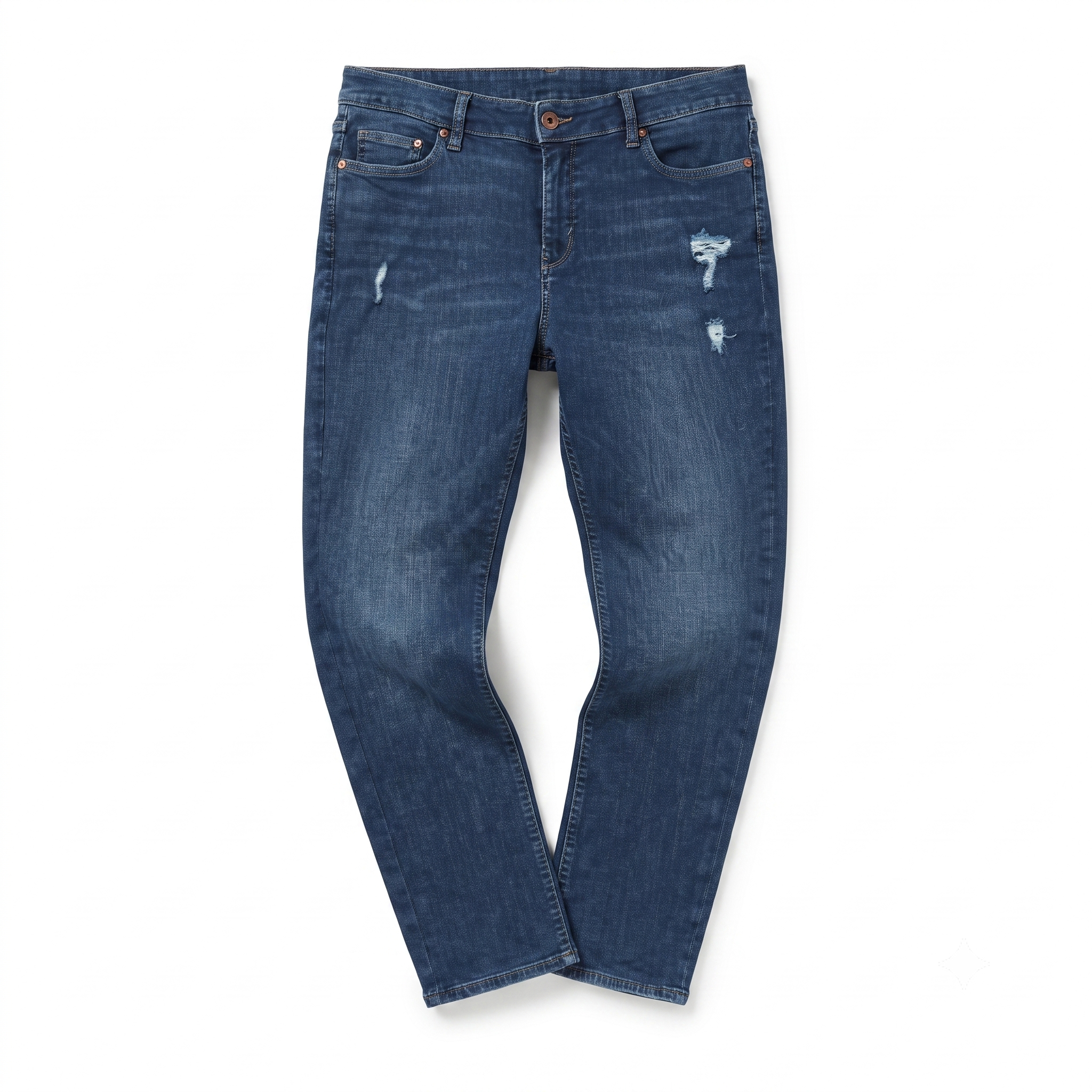 Thrifted H&M & Denim Straight Regular Fit Distressed Blue Jeans Waist:36/ J1101