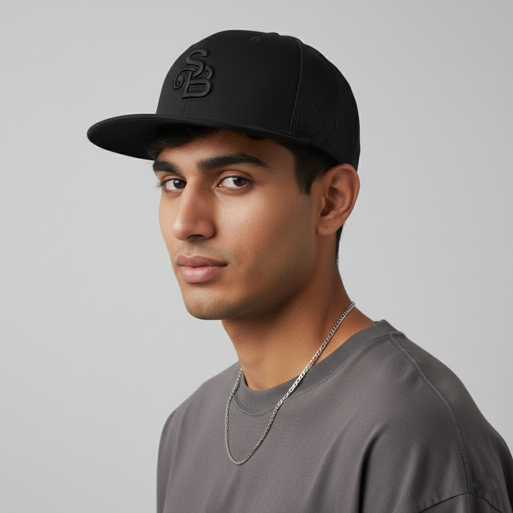 Vintage Sun Bum Black Thrifted Fitted Cap - "Protect Your Lazy Ass"