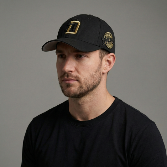 San Diego Padres Black & Gold Flexfit Thrifted Cap - SD Logo with Side Patch L-XXL