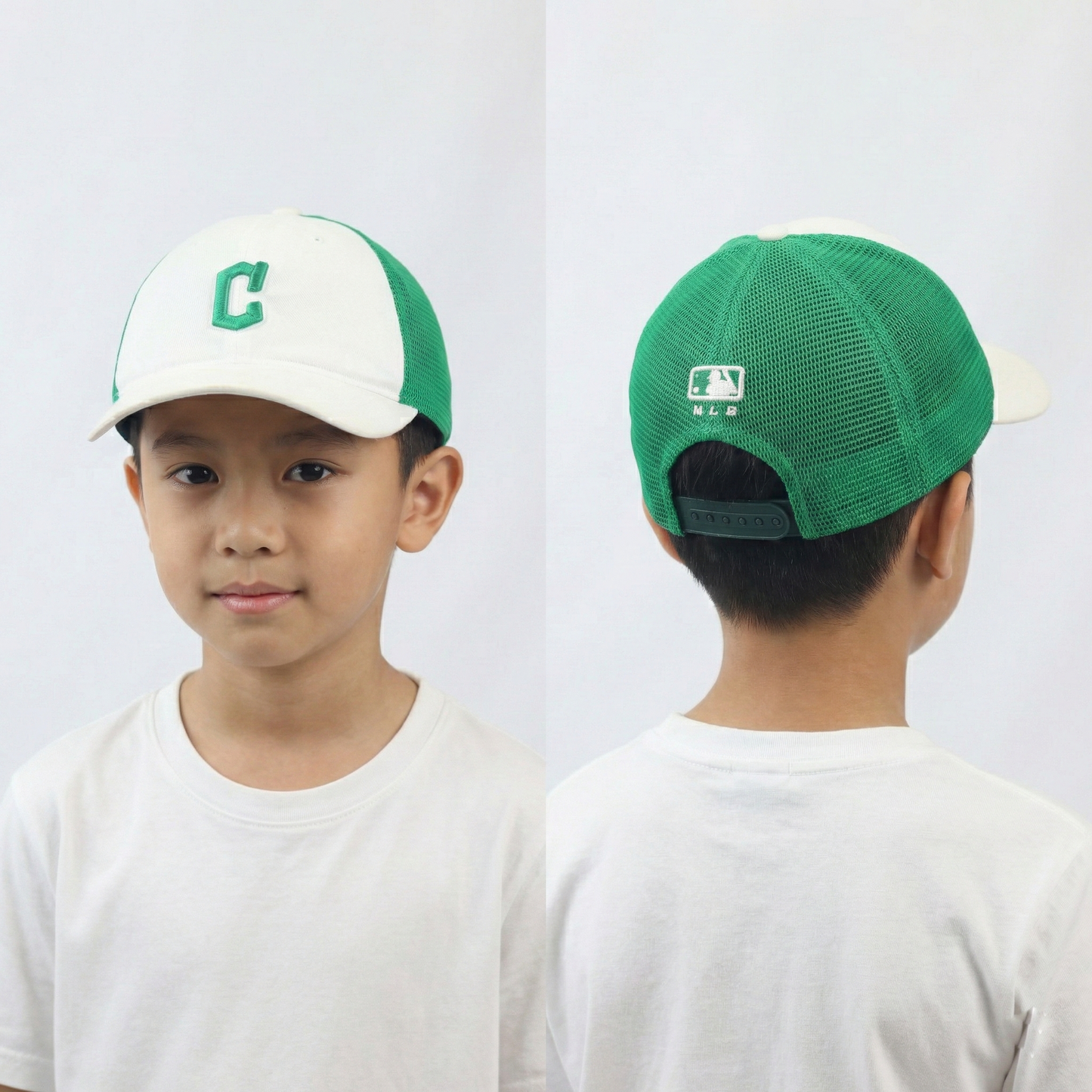 Vintage MLB Two-Tone Mesh Trucker Thrifted Cap with Embroidered "C"