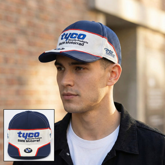 BMW Motorrad Motorsport Baseball Thrifted Cap - Blue, White & Red Racing Hat