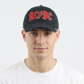 Vintage AC/DC Distressed Black Hat | Thrifted Embroidered Rock Band Cap