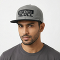 REBEL High-Density Embroidered Snapback – Two-Tone Grey & Black