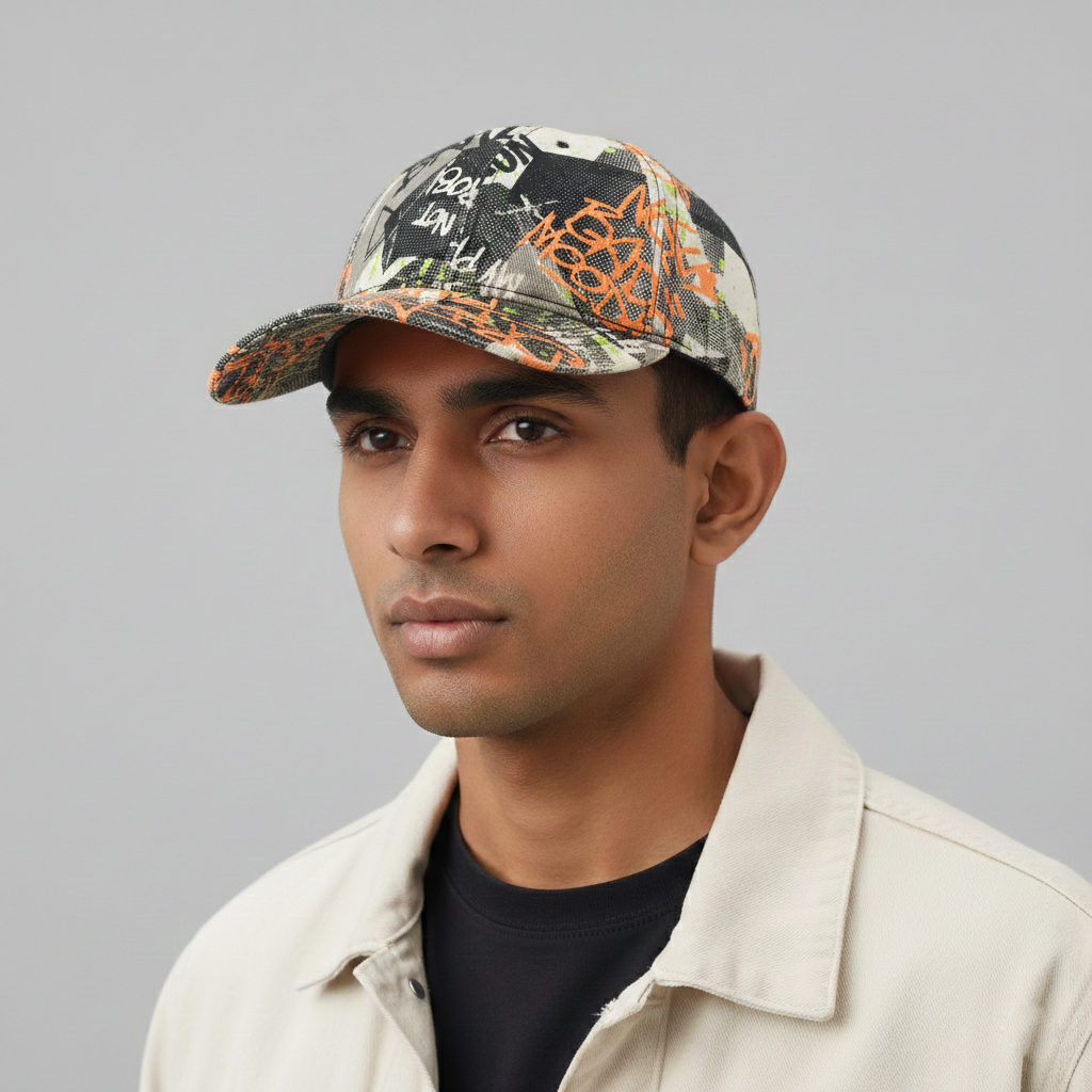 Chapter Young Graffiti All-Over Print Baseball Thrifted Cap - Neon Graphics