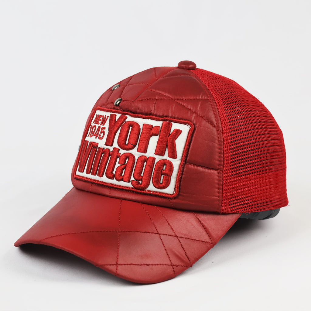 Red Rock N' Blue Embroidered "New York 1945" Hat | Thrifted Mesh Cap 56-58cm