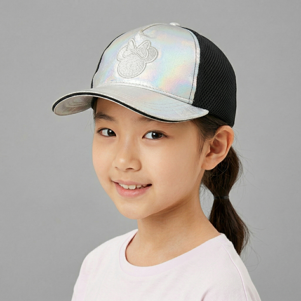 Disney Minnie Mouse Holographic Trucker Hat - Silver Iridescent Kids Cap