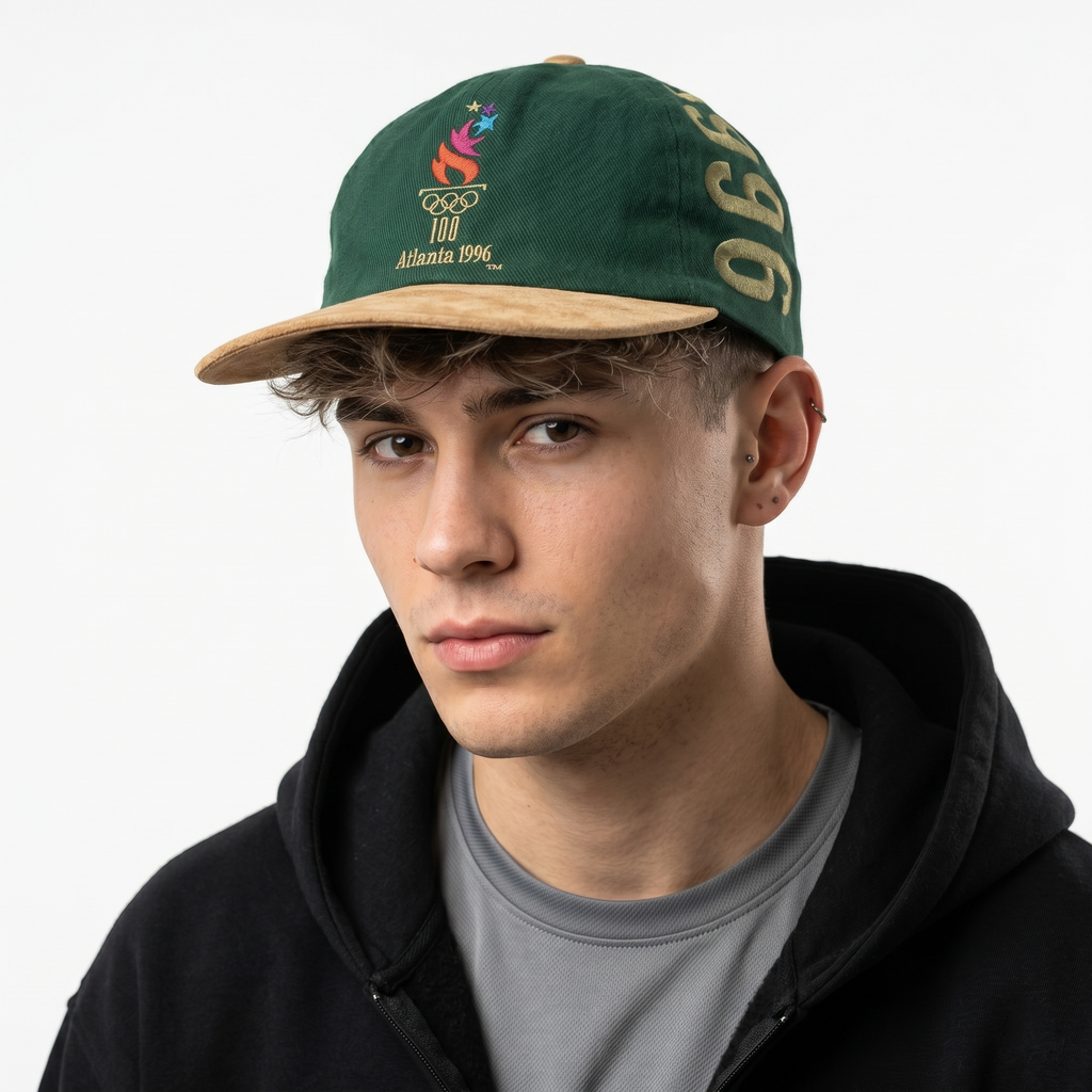 Thrifted 1996 Atlanta Olympics Green Cap | Suede Brim Strapback