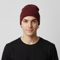 House Accessories Black Ribbed Thrifted Beanie – Minimalist Logo Patch Winter Hat