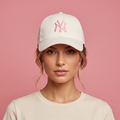 Off-White New York Yankees Cap with Pastel Pink NY Thrifted Logo