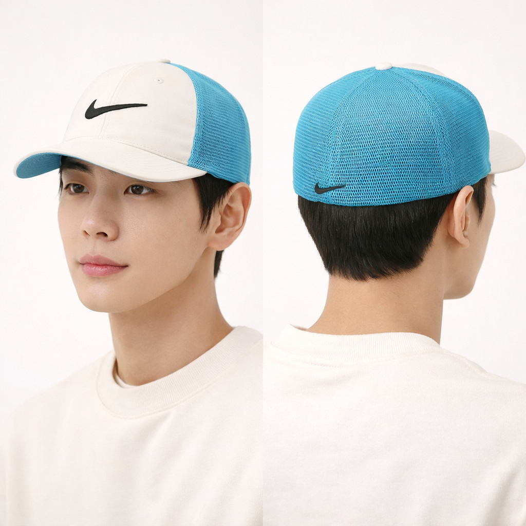 Nike Golf "Championship Athletes" Two-Tone Mesh Thrifted Cap - White & Teal
