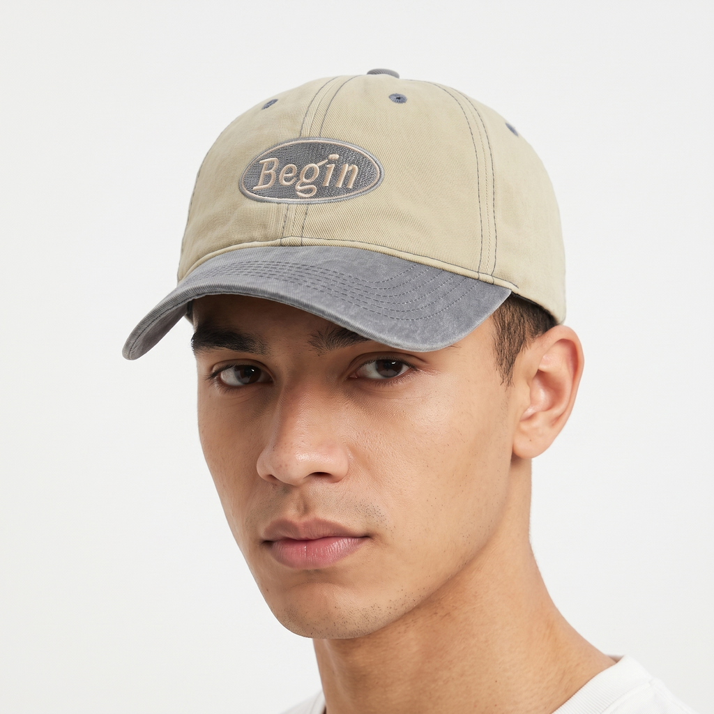 Thrifted Unbranded Two-Tone Strapback Baseball Cap - Size 56-58cm