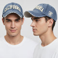 Distressed Navy Blue "California Property of City" Baseball Cap - Vintage Wash Trucker Hat