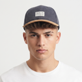 Thrifted H&M Scandi Design Patch Navy Snapback | Suede Visor Streetwear Cap