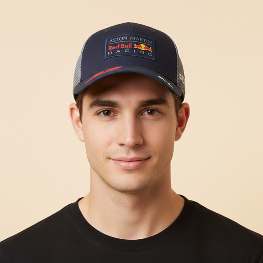 Thrifted Puma Red Bull Racing F1 Snapback - Navy Blue & Grey Mesh - One Size
