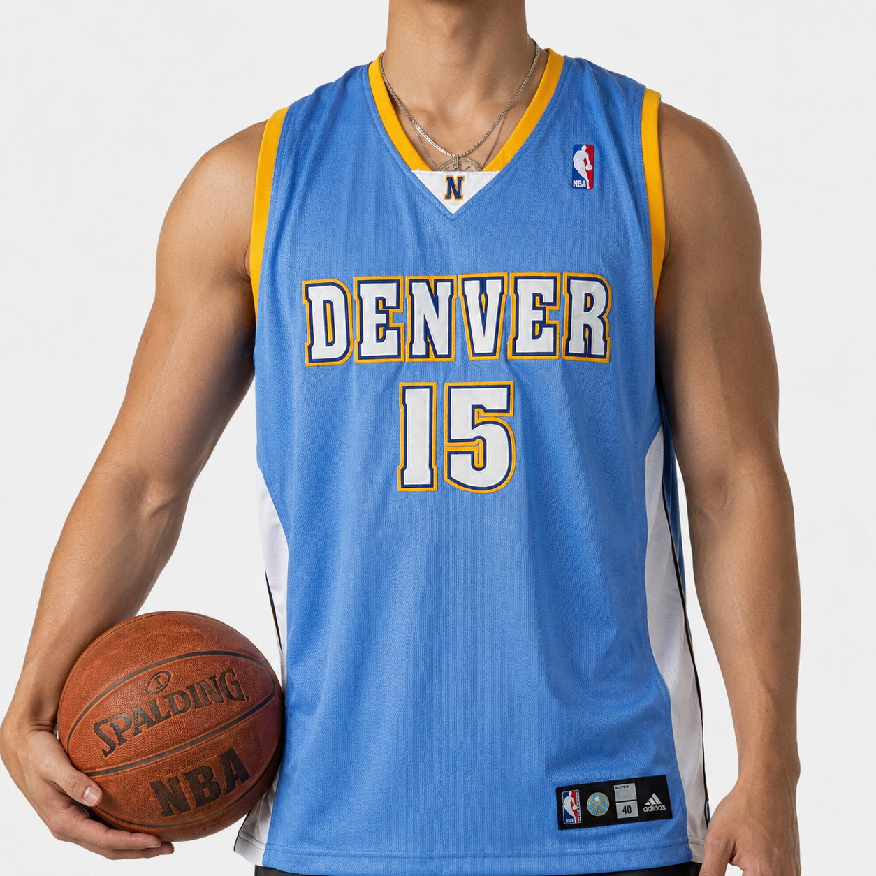 Vintage Adidas NBA Denver Nuggets Carmelo Anthony #15 Basketball Thrifted Jersey - Blue