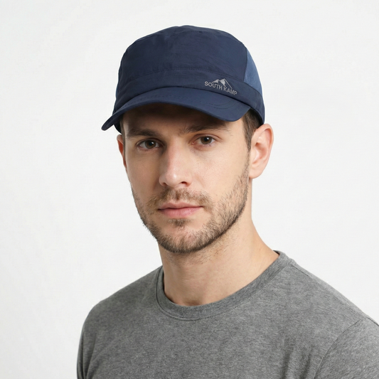 South Kamp Navy Blue Military Style Cadet Thrifted Cap - Korea Vintage