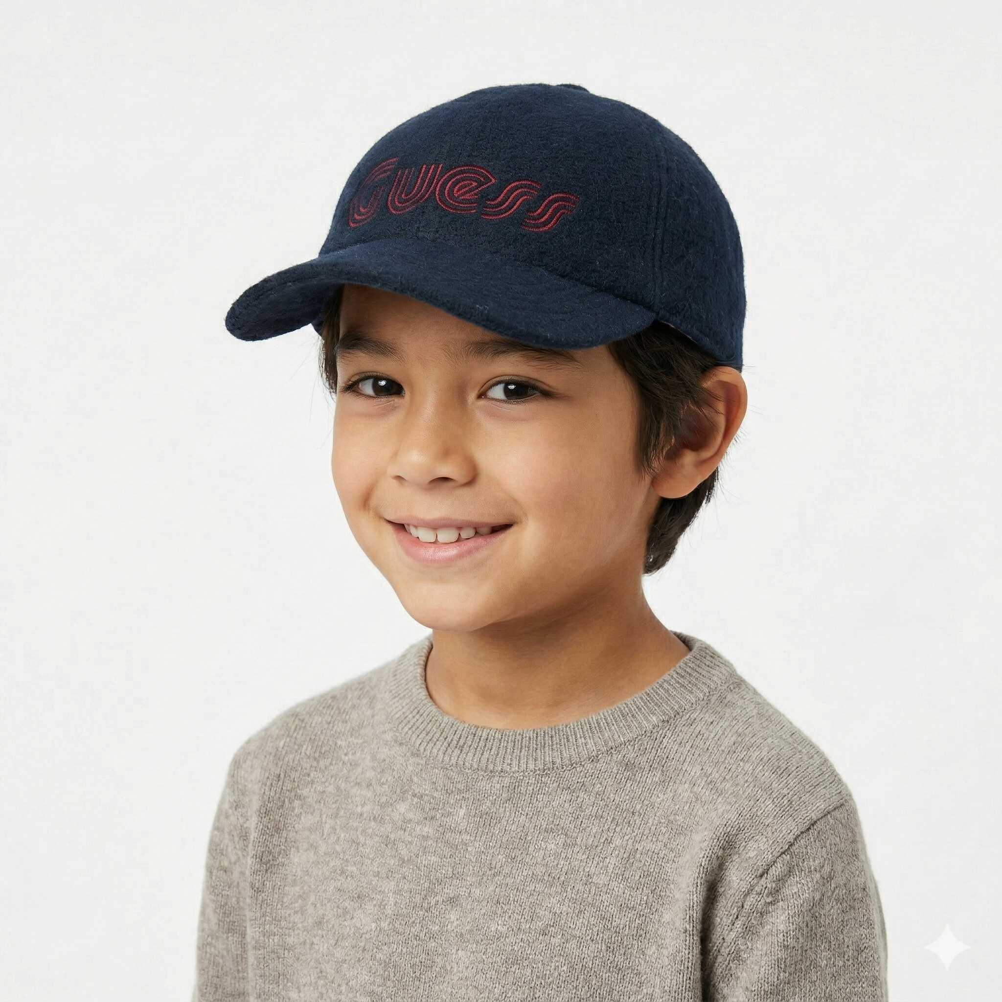 Kids GUESS U.S.A. Vintage Navy Blue Textured Thrifted Baseball Cap