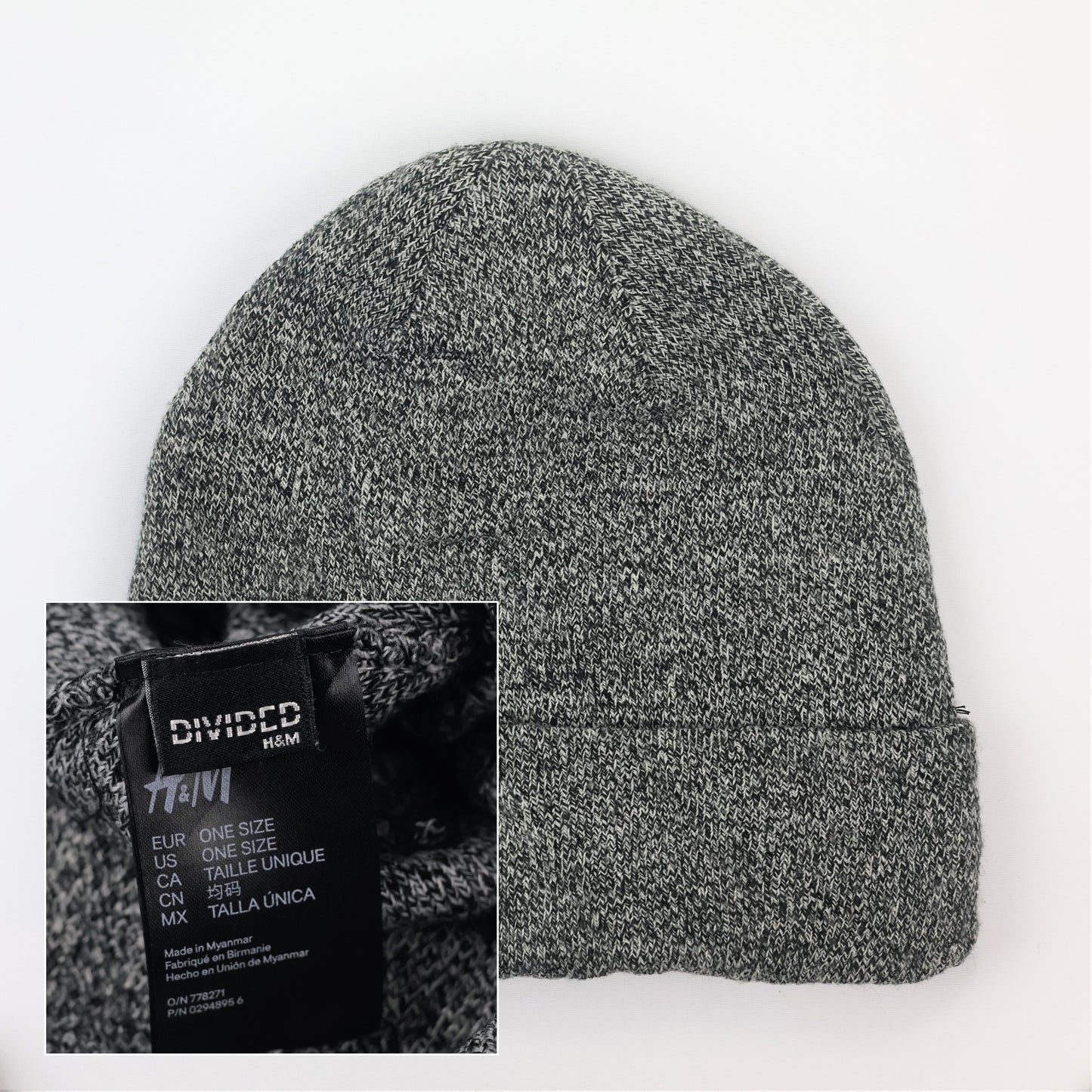 Official H&M Divided Grey Melange Thrifted Beanie – Soft Stretch Everyday Knit Cap