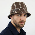 Vintage Liberation Striped Thrifted Bucket Hat | Brown & Beige Utility Sun Hat