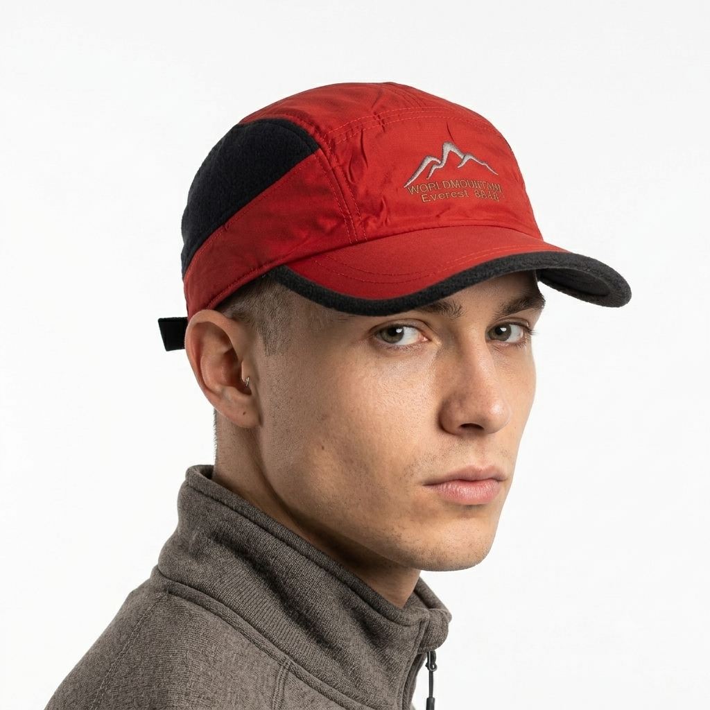 Thrifted World Mountain Everest 8848 Red Nylon Strapback Hiking Cap | 10888