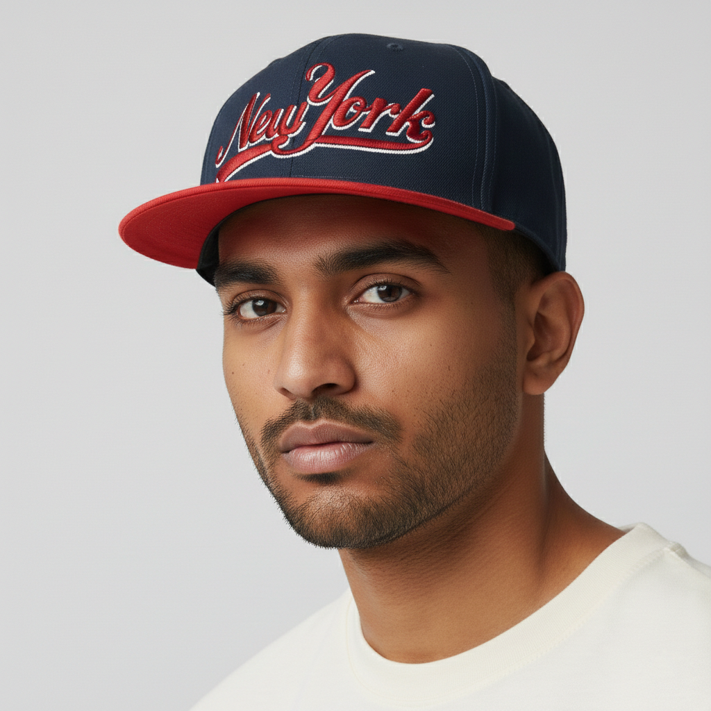 New York Graphic Snapback - Thrifted Navy & Red Cap