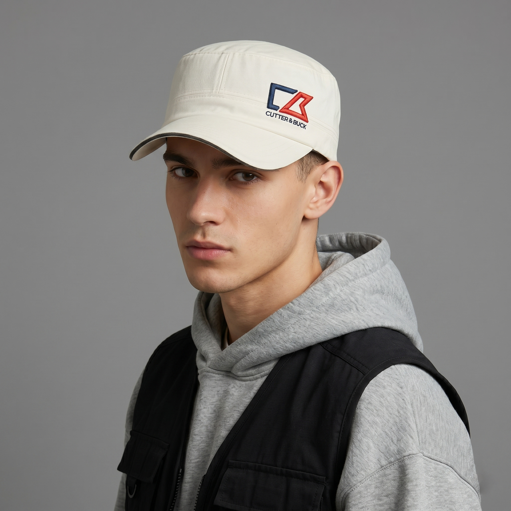Retro Cutter and Buck White Flat Top Golf Cap