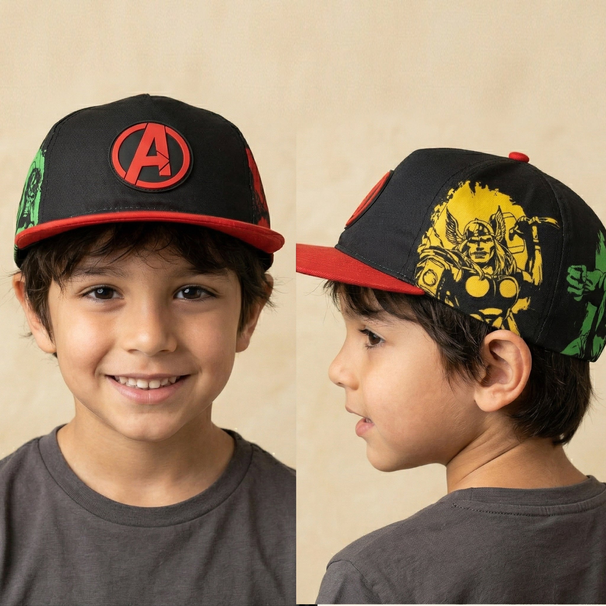 Avengers Earth's Mightiest Heroes Kids Thrifted Cap - Red & Black Snapback