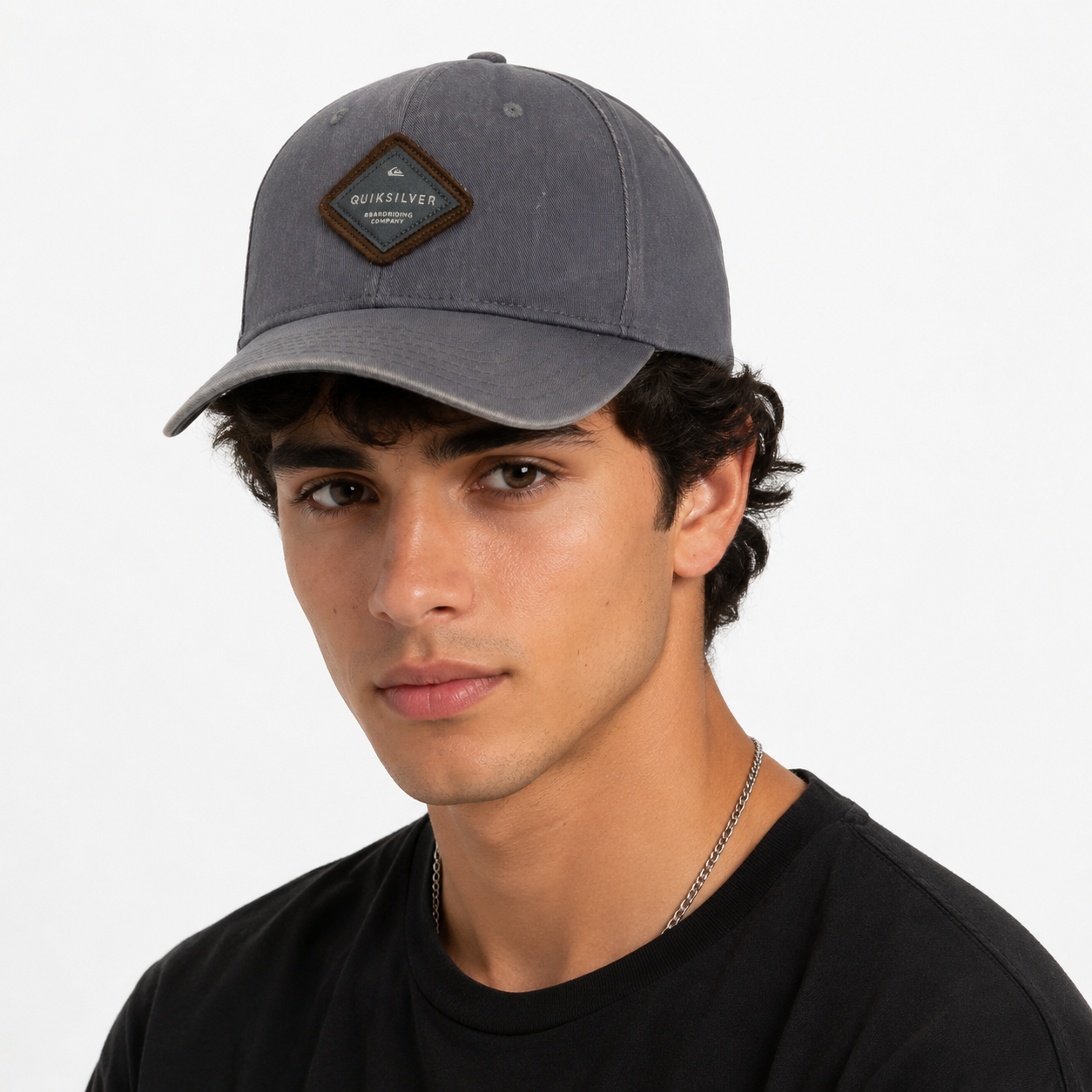 Quiksilver Grey Adjustable Cap | Casual Cotton Snapback Hat 56-58 cm