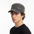Thrifted Grunge Ripped Military Patrol Hat with Leather Strap | 10220