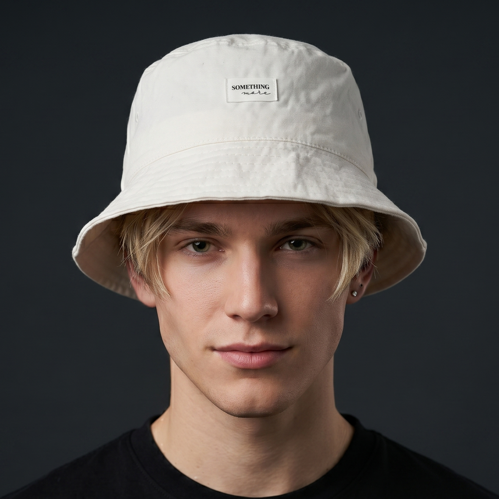 Sinsay Minimalist "Something More" Cotton Thrifted Bucket Hat - White