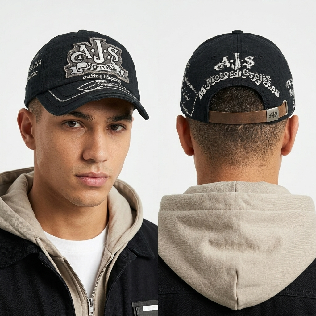 Thrifted AJS Motorcycles 1949 World Championship Black Cap | 10773