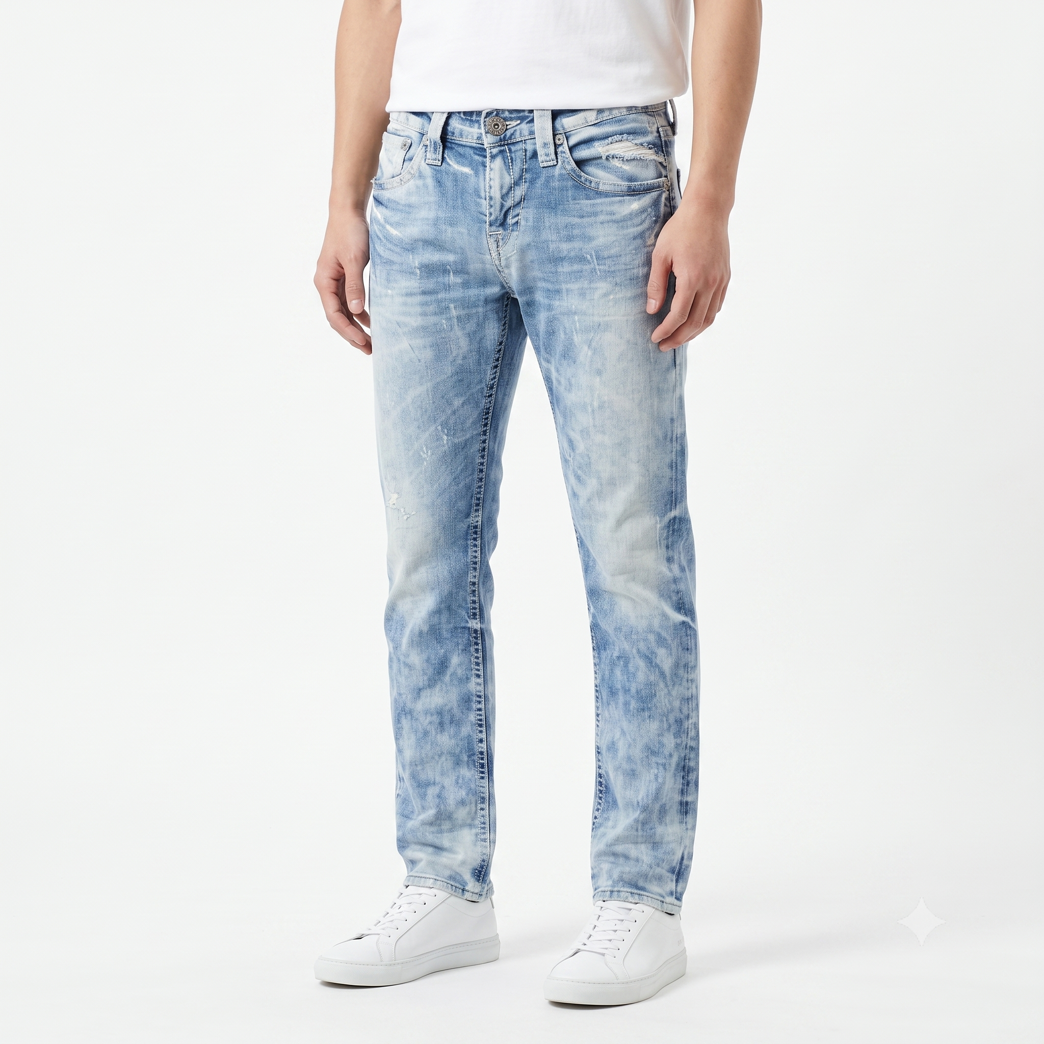 Thrifted Men's Buckaroo Jeans Distressed Light Blue Denim Waist: 32-33/ J1081