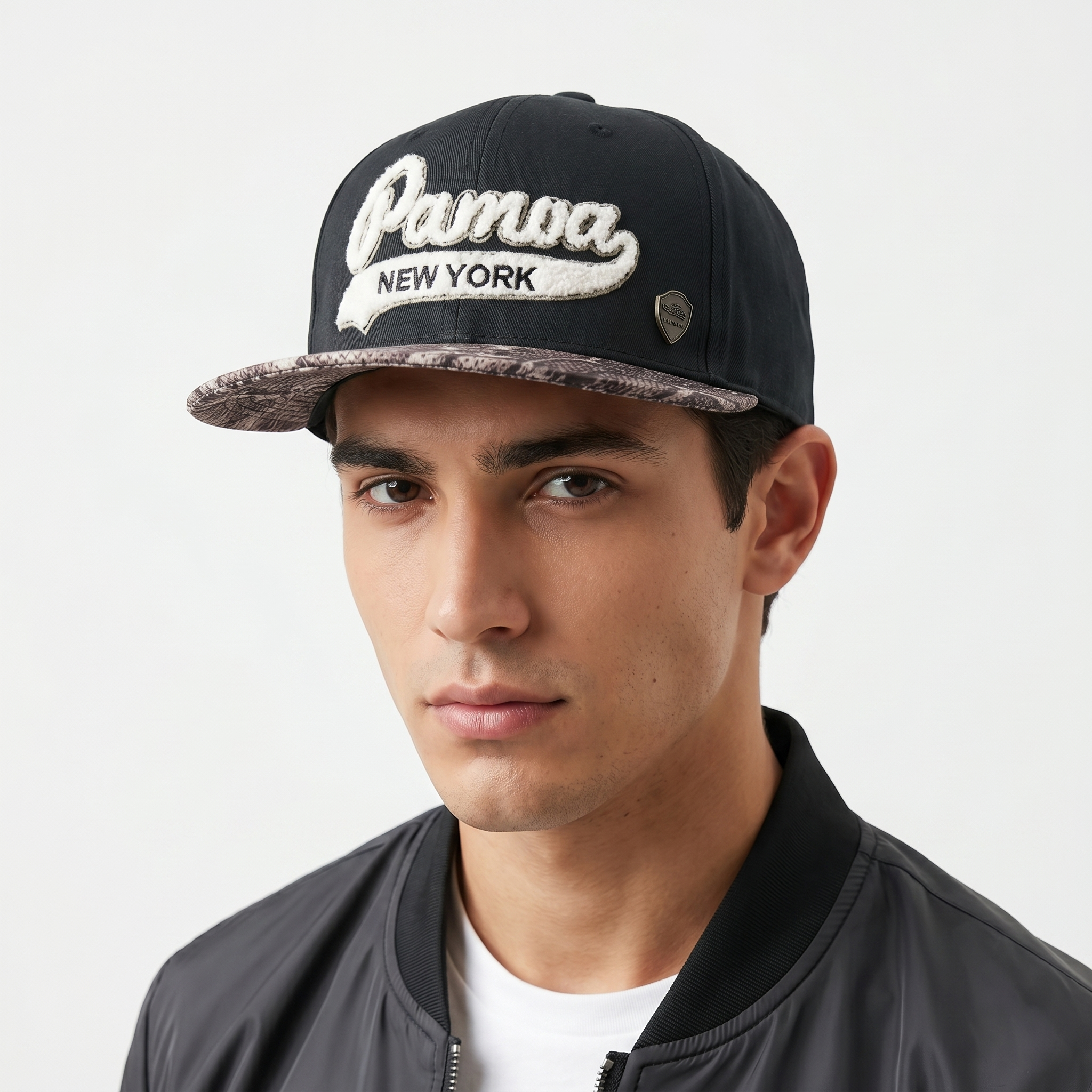 Vintage Pamoa "Premium Headwear" Black Cap - Snakeskin Pattern Brim