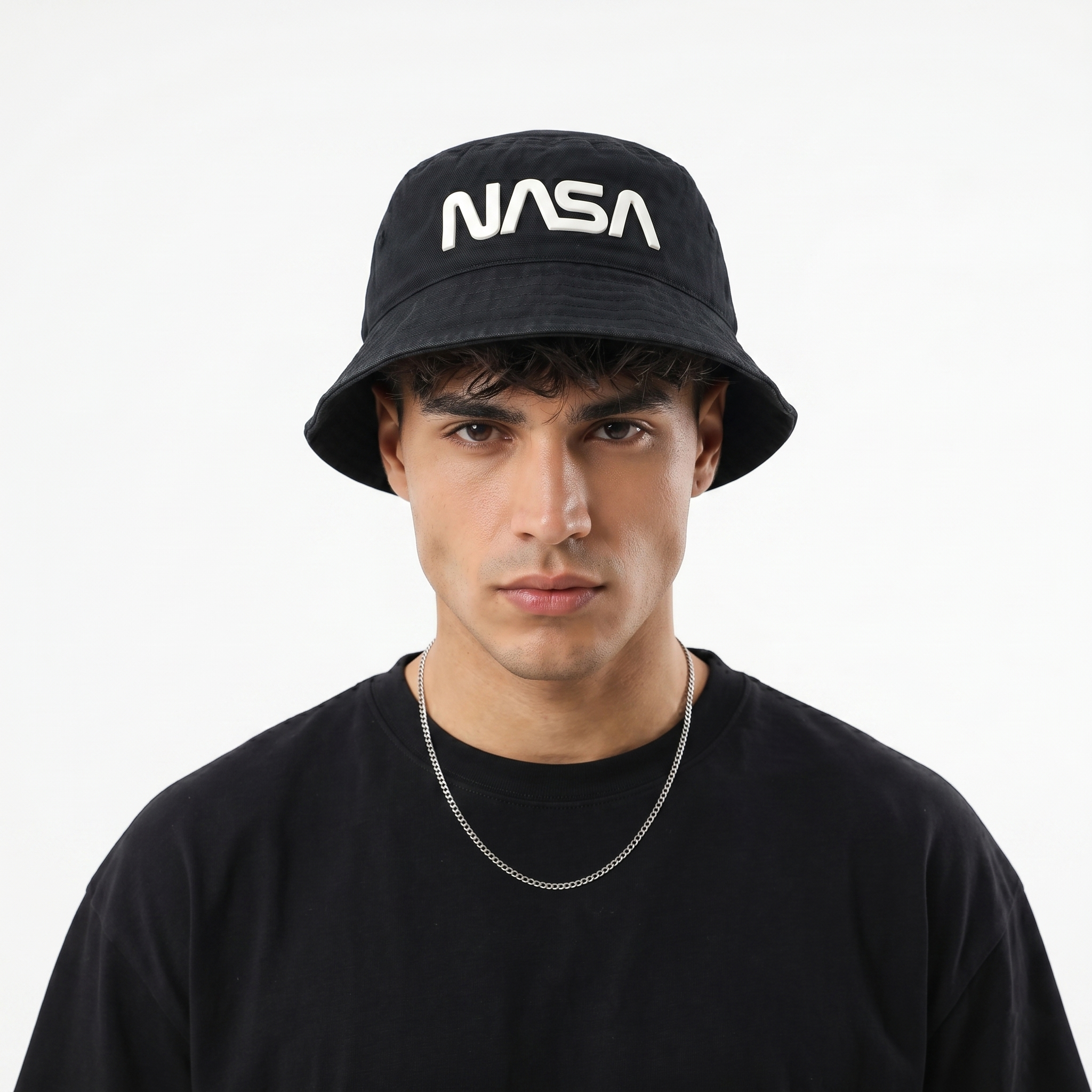 Vintage Style NASA Black Bucket Hat - Sinsay Men's Collection Cap